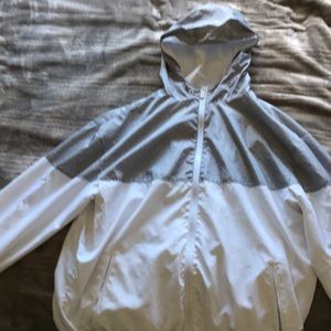 White and grey windbreaker